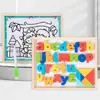 Blocos de Construção de Corda com Letras para Bebês de 3-6 Anos Quadro de Desenho Dupla Face Feito à Mão Brinquedos Educacionais de Alfabetização Árabe