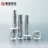 Set de Botellas Cuadradas de Acrílico en Stock para Empaque de Cosméticos, Botella de Crema Electroplateada, Botella para Loción, Botella con Atomizador para Cuidado de la Piel