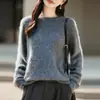 Nuevo Suéter de Lana Cachemir para Otoño/Invierno 2026 con Borde Enrollado Cuello Redondo Tejido, Suéter de Lana Cepillada con Lentejuelas de Manga Larga