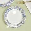 Plato de hueso europeo de lujo ligero transfronterizo para filete estilo occidental decoración Mesa de sala modelo plato plano de hueso de china casero de hortensias