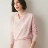 Nova Roupa de Outono para Mulheres: Tricô de Caxemira com Gola V, Camada Base de Manga Longa, Suéter Elegante e Estiloso no Estilo Francês