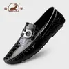 Mocassins Casuais Masculinos com Padrão de Crocodilo, Sapatos para Dirigir, Sapatos de Couro Slip-On para Jovens