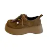 Sandálias Birkenstock com Solado Grosso para Aumentar a Altura para Mulheres, Nova Moda Outono 2026 Versátil Camurça Retrô Corte Profundo Bico Largo Sapatos de Salto Único