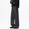 Calça casual de perna reta texturizada para homens, novo estilo verão 2026, calça de moletom solta e com caimento, calça esportiva moderna e versátil