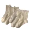 Calcetines de lunares con borde de volantes para mujer, calcetines blancos de primavera y otoño, calcetines de algodón puro hasta la mitad de la pantorrilla, calcetines de estilo japonés para estudiantes con lunares, calcetines holgados de moda ins de primavera y otoño