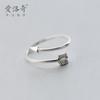 Anillo de plata S925 vintage con diseño de flecha de amor, anillo abierto ajustable, anillo de moda para mujer J0501
