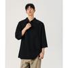 Camisa de Hombre de Verano de Algodón y Lino Transpirable de Seda Helada de Manga Tres Cuartos y Manga Corta Talla Grande