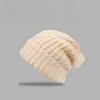 Chapéu de Outono e Inverno para Mulheres com Circunferência da Cabeça Grande, Chapéu de Pelo Estilo Coreano Moderno e Quente, Chapéu de Lã Tricotado de Cor Sólida