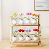 Corazón Tejido a Crochet Hecho a Mano, Planta en Maceta Pequeña Producto Terminado, Flor en Forma de Corazón Tejida con Hilo Decoración de Escritorio con Maceta, Regalo Creativo