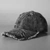 Gorra de moda callejera con borde deshilachado único, gorra de béisbol de mezclilla lavada nueva para hombres y mujeres, hace que la cara se vea más pequeña, gorra de pico de pato