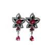 Brincos de Flores com Strass, Gota Vermelha e Franjas para Mulheres, Acessórios de Brinco Elegantes e de Luxo para Vestidos de Festa