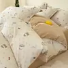 Funda de edredón de algodón cepillado engrosado, pieza única, para dormitorio de estudiante individual, 150x200cm, cama doble 200x230cm, funda de edredón de algodón puro