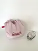 Bolso Nuevo Estilo Coreano con Estampado de Letras para Mujer, Bolso de Hombro de Nylon de Gran Capacidad, Bolso Tote Casual Versátil Portátil con Cordón