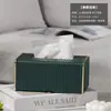 Caja de almacenamiento de pañuelos de cuero para habitación de negocios, caja de pañuelos con sello dorado de hotel, caja de almacenamiento de pañuelos de cuero para habitación de negocios