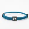 Nuevo Pulsera de Cuerda de Milán Multicolores Transfronteriza Lista para Usar Pulsera de Cuerda Trenzada Ajustable Grabada de Acero Inoxidable Negro con Vista a Barco