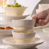 Juego de tazón y plato de color crema para bajo vidriado a alta temperatura hecho a medida, vajilla para el hogar, platos y tazones, perfecto para inauguración de casa