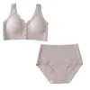 Conjunto de Lingerie Feminina de Verão Fino com Sutiã de Fecho Frontal Estilo Tradicional, Camiseta Confortável e com Suporte para Mulheres de Meia-Idade