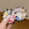 Lindo Clip de Pelo con Lazo a Cuadros Gato Kt Flequillo Despeinado Tocado Dulce Coreano Pinza de Pato de Pico Pinza de una Pieza Niña Pinza para el Cabello de Dibujos Animados