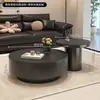 Mesa de centro redonda de pizarra de diseño para sala de estar, adecuada para casas pequeñas, lujo ligero moderno, minimalista, sensación de alta gama, mesa de té pequeña nueva