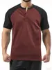 Camisa Polo Deportiva Casual para Hombre de Primavera y Verano, Transpirable, Corte Holgado, Camisa Henry de Manga Corta con Bloques de Color, Ropa para Hombre Estilo Resort