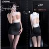 Lencería Sexy Melocotón Romántico Mujer Sexy Secretaria Uniforme de Una Pieza Tentación Escote Pecho Traje de Pasión Falda Cadera 236