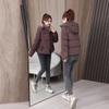 Chaqueta de Algodón Rellena de Plumas de Color Sólido Abrigo Corto de Moda Nuevo Invierno 2025 Corte Holgado con Capucha para Tallas Pequeñas