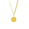 Tienda de Oro Mismo Estilo Oro Antiguo Azúcar Cristalizado Cubo Collar Anillo Moda de Gama Alta Versátil Cadena para Clavícula Venta Directa de Fábrica