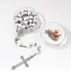 Graal Sagrado Cruz Ihs Batismo Presente Religioso para Homens e Mulheres, Item Popular de Exportação, Caixa Hexagonal Clássica Colar de Rosário de Madeira