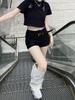 Talla grande chica gordita Negro Sexy Pantalones Casuales Ropa Exterior para Mujer Shorts Ajustados Elásticos Estilo Americano Chica Caliente Cintura Alta Cadera Hot Pants