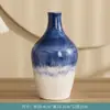 Jarrón de Cerámica Artístico Pintado a Mano con Doble Asa, Florero Mate Morandi, Artesanía de Decoración para el Hogar de Lujo Ligero