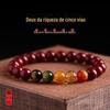 Pulseira de Cinábrio Natural Mineral Bruto Huiya Jewelry Pulseira Masculina de Cinábrio Deus da Riqueza Cinco Direções Feminina Areia Dourada Roxa