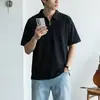 Camisa Polo de Hombre Dengjie con Media Cremallera y Mangas Cortas para Hombre Verano Nuevo Holgada de Algodón Piqué Cuello Camisero Camiseta de Punto para Niños
