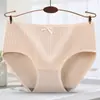 Ropa Interior Estilo Japonés Color Sólido Cintura Media Niñas Lazo de Mariposa Dulce Cómodo Transpirable Ropa Interior para Mujer Bragas Venta al por Mayor Transfronteriza