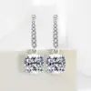 Transmissão ao Vivo Transfronteiriça Novos Brincos Quadrados de Diamante para Mulheres, Brincos Geométricos Simples e Versáteis de Zircônia, Brincos Coreanos