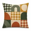 Funda de almohada patchwork a cuadros estilo francés de lino sintético para cojín de sofá de sala de estar 45x45cm decoración del hogar