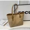 Bolsa Tote Grande Capacidade Retrô Feminina 2024 Nova Textura Casual Bolsa de Ombro Bolsa de Aula para Estudantes Universitários