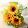 Venta al por mayor de fábrica flor de simulación girasol girasol boda hogar flor pequeña flor artificial ramo de simulación en stock