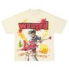 Camiseta de gran tamaño con hombros descubiertos, estilo rap, hip hop, Jus Wald, Juice WRLD, grafiti callejero europeo y americano.