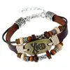 Pulseira de Couro Tecida à Mão com Contas de Liga de Zinco Vintage Caveira - Venda Quente Comércio Exterior