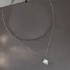 Collar con Colgante Geométrico de Circonita para Mujer, Cadena de Clavícula de Moda de Lujo Ligero de Gama Alta, Mismo Estilo que en Xiaohongshu y Douyin, Disponible para Venta al por Mayor