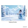 Tela de fondo navideño en stock, lista para enviar, con impresiones de alta definición de Papá Noel, muñecos de nieve y renos, perfecta para decoraciones navideñas