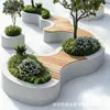 Assentos de Piscina em Forma de Árvore de Fibra de Vidro, Conjunto de Mesa e Cadeiras para Paisagismo de Jardim Externo, Parque, Lazer Público, Banco Irregular ao Redor de Árvore