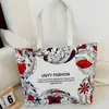 Bolso de Hombro Nuevo Estampado, Bolso de Lona para Mujer de Mano, Bolso Tote Estilo Coreano de Gran Capacidad, Bolso Artístico para Estudiante