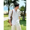 Estilo Old Money Cor de Café Masculino Verão Fino Seda de Gelo Proteção Solar Manga Longa Camisa Vibe de Marido Canalha Bonito Jaqueta