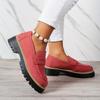 2025 Nuevos Mocasines de Primavera y Otoño Talla Grande Casuales Escarchados Estilo Británico Zapatos de Mujer Tacón Grueso Suela Gruesa Exportación Retro