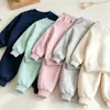 Conjunto de Sudadera de Color Sólido Europeo y Americano para Niños Nuevo Niños y Niñas Casual Bebé Primavera y Otoño Deportivo Ropa Infantil