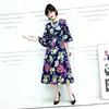 Vestido A-line Holgado de Manga Media y Cuello Redondo con Estampado Floral Retro Nuevo 2026, Estilo Suave y Elegante, Versátil para el Uso Diario