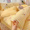 Juego de cuatro piezas de gasa de algodón burbuja Xiaozhu Clase A, estilo fresco y simple, adecuado para camas individuales o dobles de dormitorio, para usar en ropa de cama del hogar durante todo el año