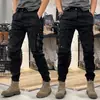Pantalones Cropped Casuales Ajustados de Moda Estilo Coreano para Hombre para Otoño, Primavera y Verano, Adecuados para Exportación y Comercio Transfronterizo, Pantalones Cargo Deportivos Harem