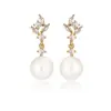 Pendientes de Botón Estilo Europeo Copo de Nieve Circonita Perla Pendiente Sin Níquel Pendiente de Circonita Estilo Coreano Novia Accesorios para Vestido de Boda Mujeres